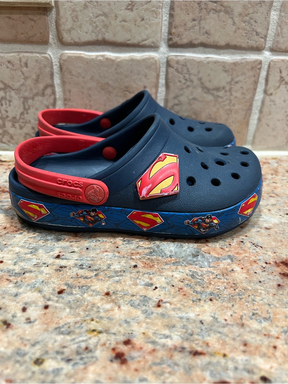 CROCS Kids Navy and Red Superman Clogs